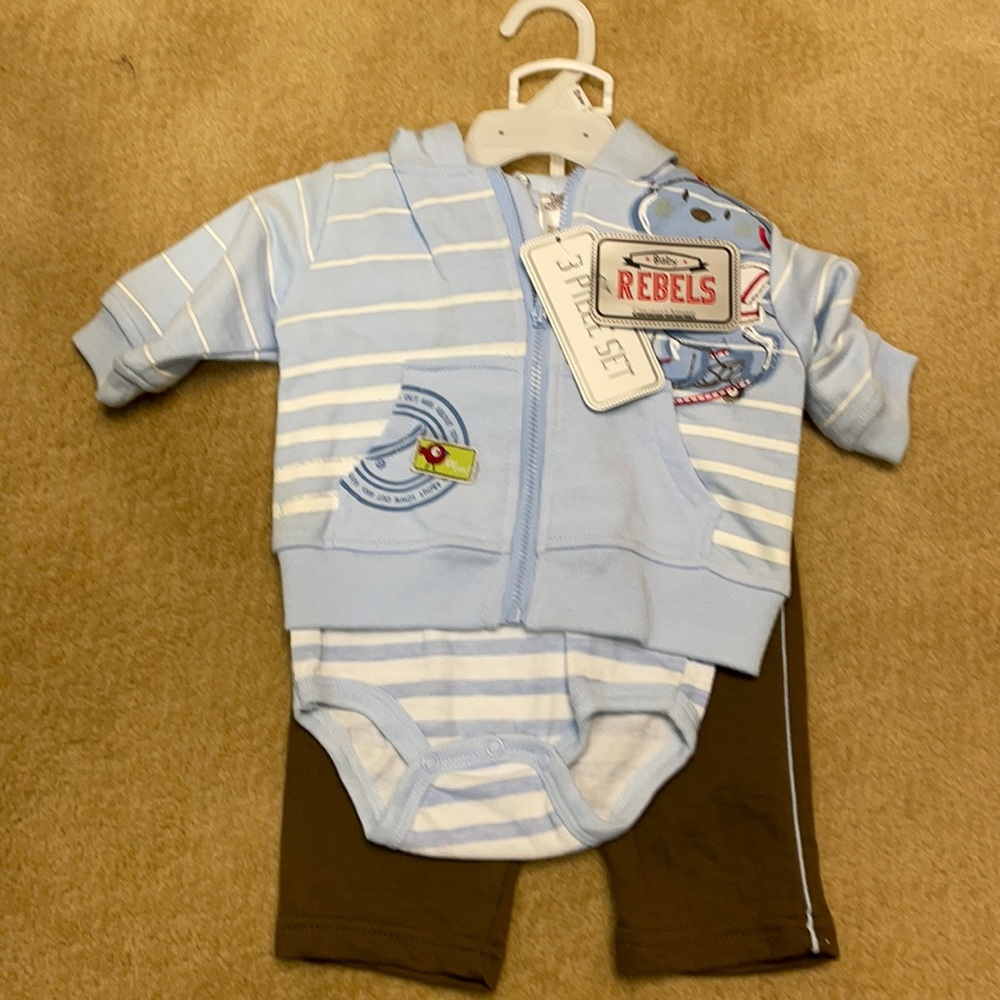NWT 3-6 month Baby Rebels 3 piece outfit